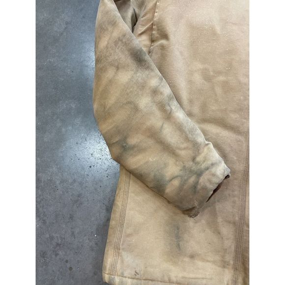 Vintage Dirty Distressed Carhartt Canvas Jacket XLarge Beige/ Mocha - Picture 7 of 13